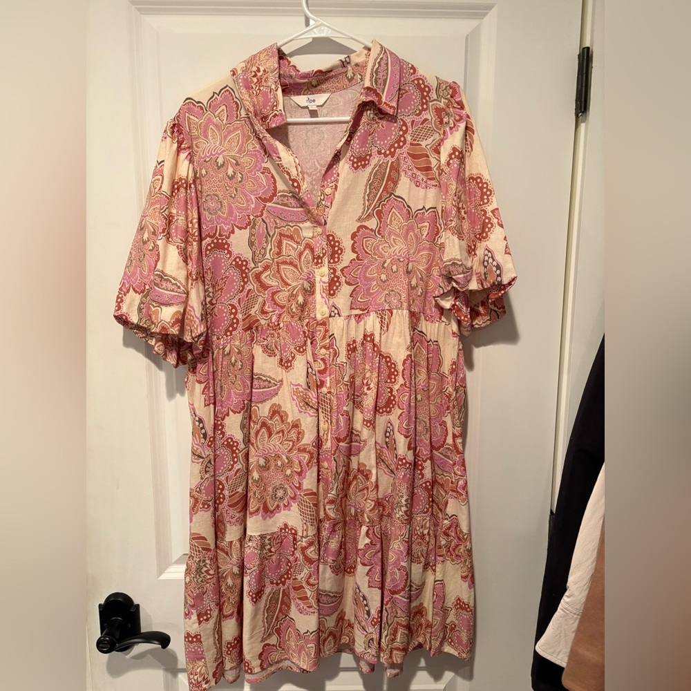 Ripe Pink and Cream Floral Dress